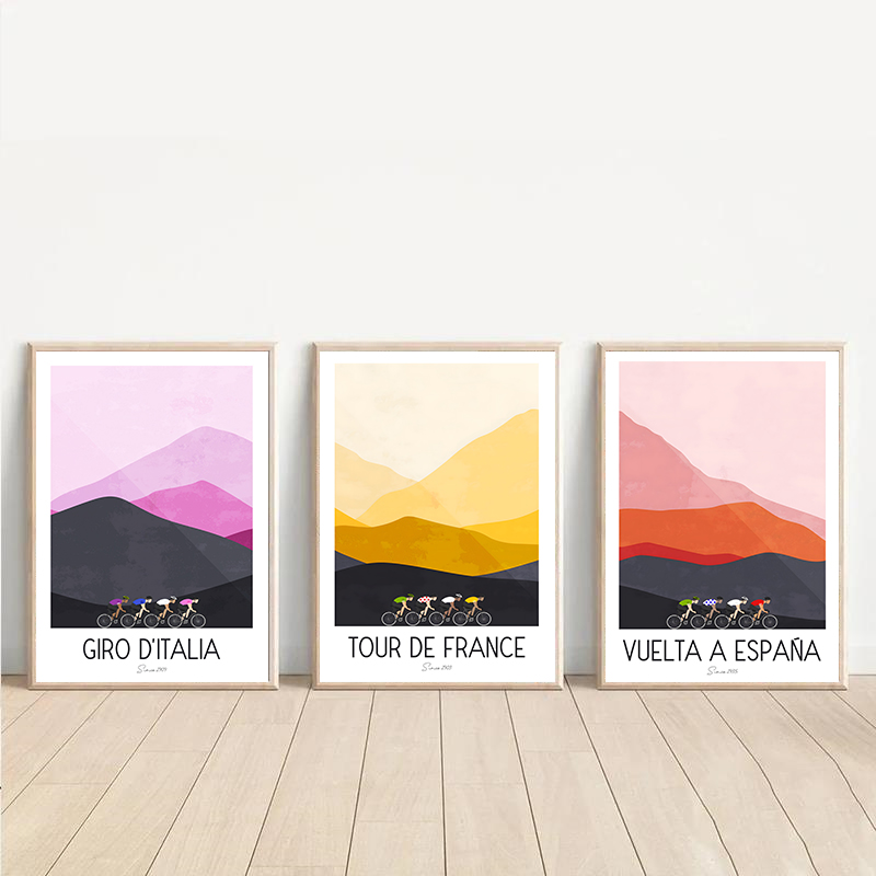 Mountain Biking Races - Watercolor Cycling Race Cyclist Tour De